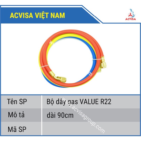 Bộ Dây Gas VALUE Model R410 VRP-U-R/Y/B (1 Bộ = 3 Sợi 90Cm)