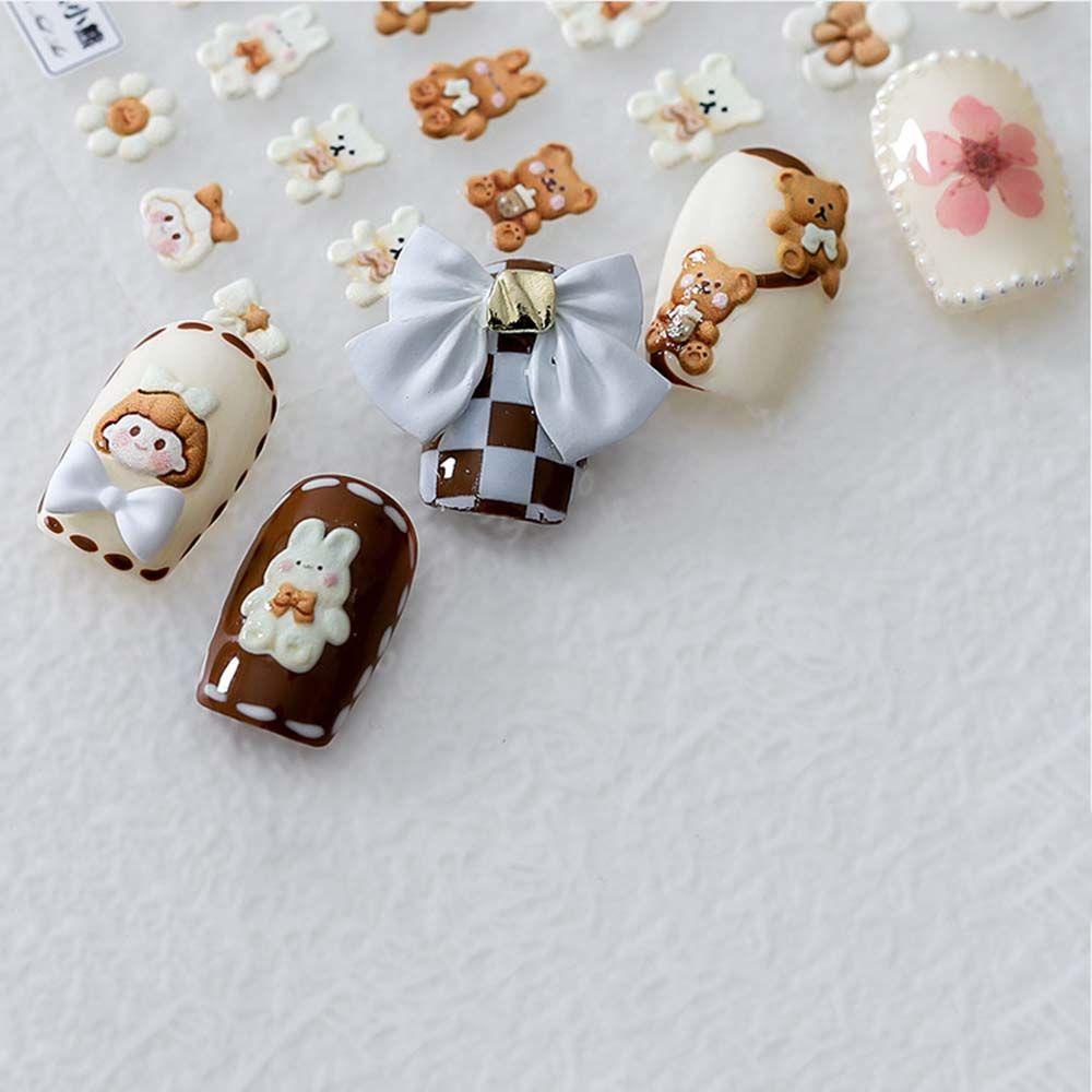 USNOW Nail Art Sticker Cute Cartoon Nail Decals Little Bear Love Heart Rabbit DIY Nail Art Tool