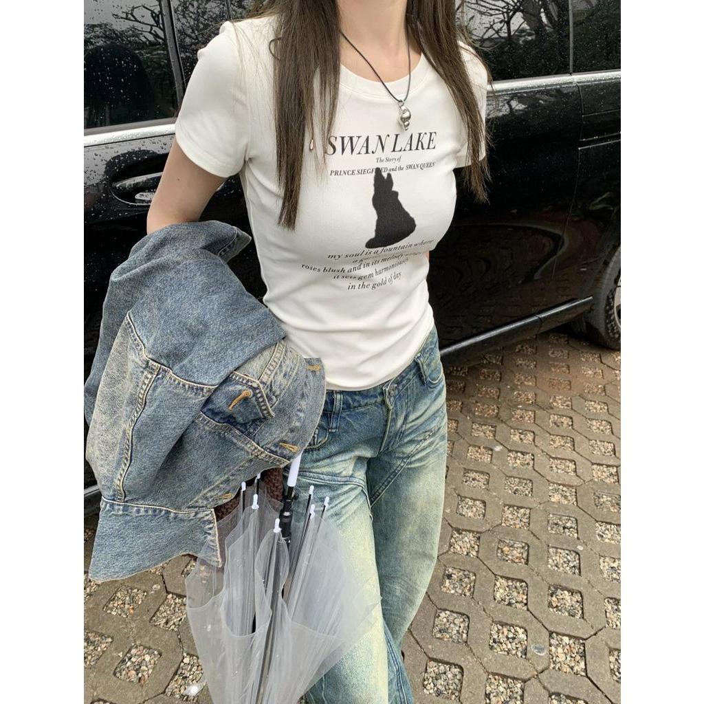 Áo Thun Cotton Nguyên Chất In Hình Thỏ Ngắn Tay Thời Trang Mùa Hè 6388