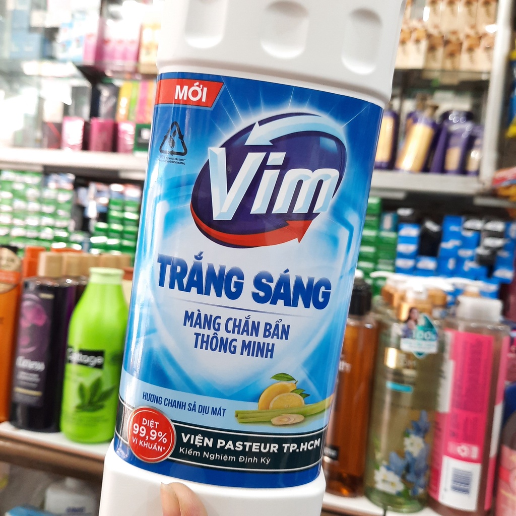 Gel tẩy bồn cầu và nhà tắm VIM trắng sáng hương chanh sả dịu mát 870ml
