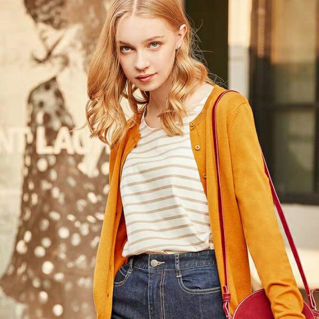 SẴN - Áo len cardigan GIORDANO dáng basic
