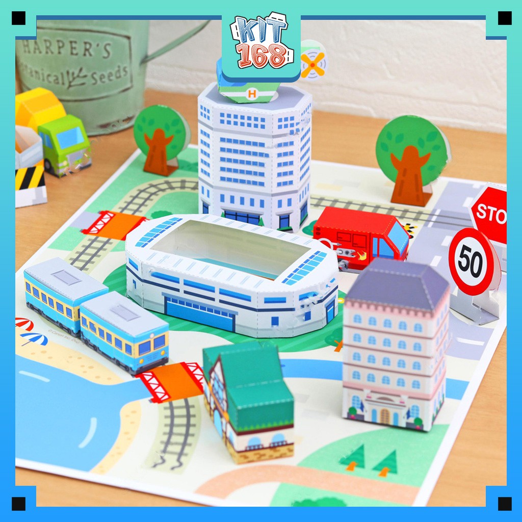 Mô hình giấy kiến trúc Thành phố Mini đơn giản 3