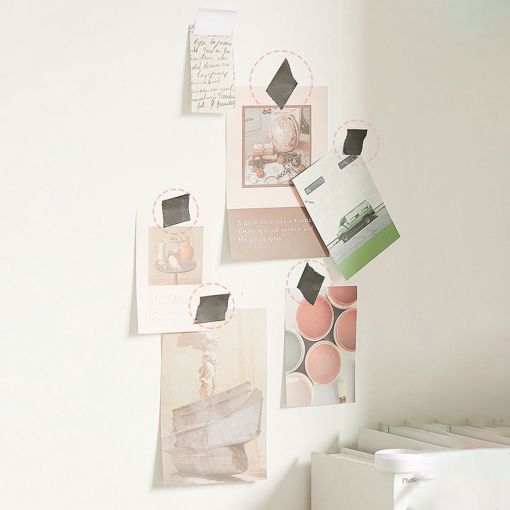 Băng Keo Washi Màu Trắng Đen Trơn Đơn Giản Dùng Trang Trí Sổ Tay DIY