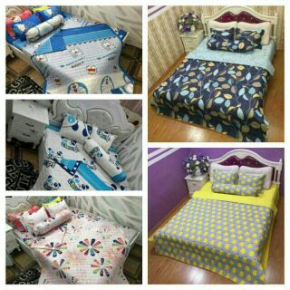 Combo chăn trần ga poly vỏ gối, Chăn hè trần bông, chăn hè cotton, chăn gia đình, ga poly, bộ drap giường