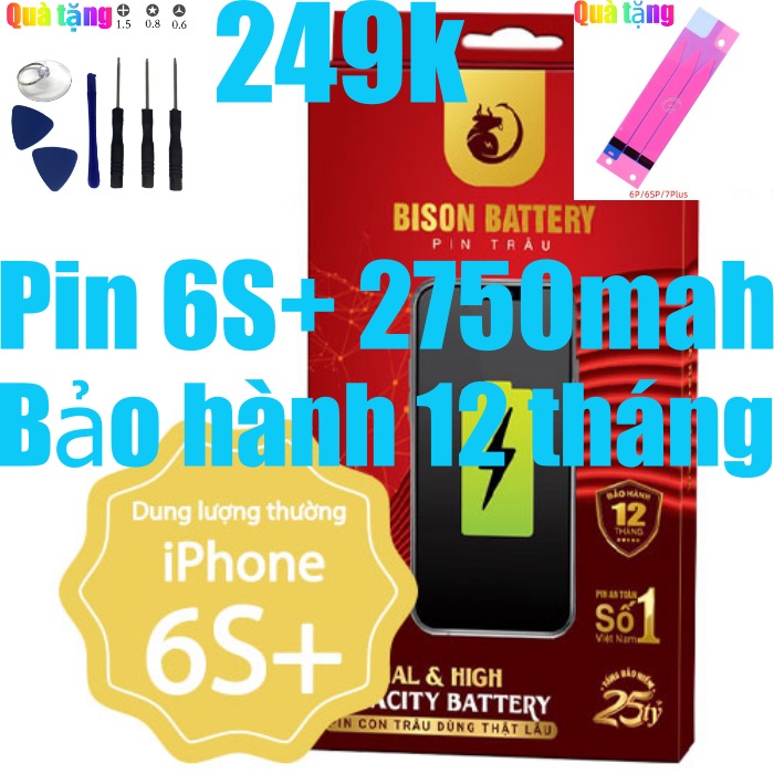 Pin iPhones 6s Plus Con Trâu BISON 2750mAh chính hãng