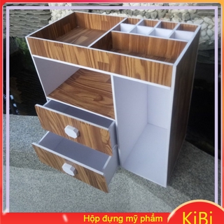 Kệ mỹ phẩm 2 ngăn màu gỗ khay đựng son mỹ phẩm gọn gàng chất lượng
