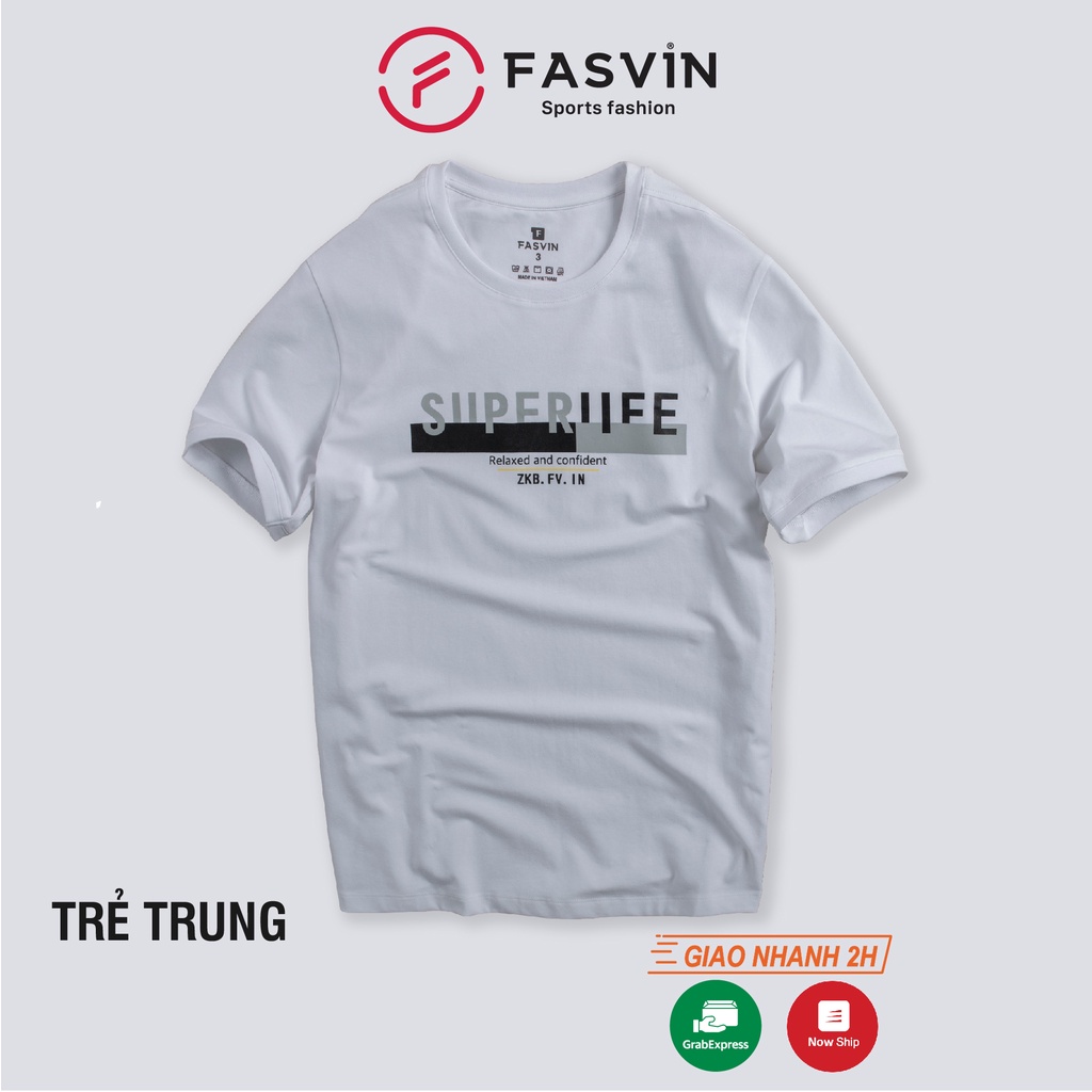 Áo thun nam cổ tròn Fasvin TS20241.HN vải Cotton co giãn, dày dặn, form regular fit thoải mái