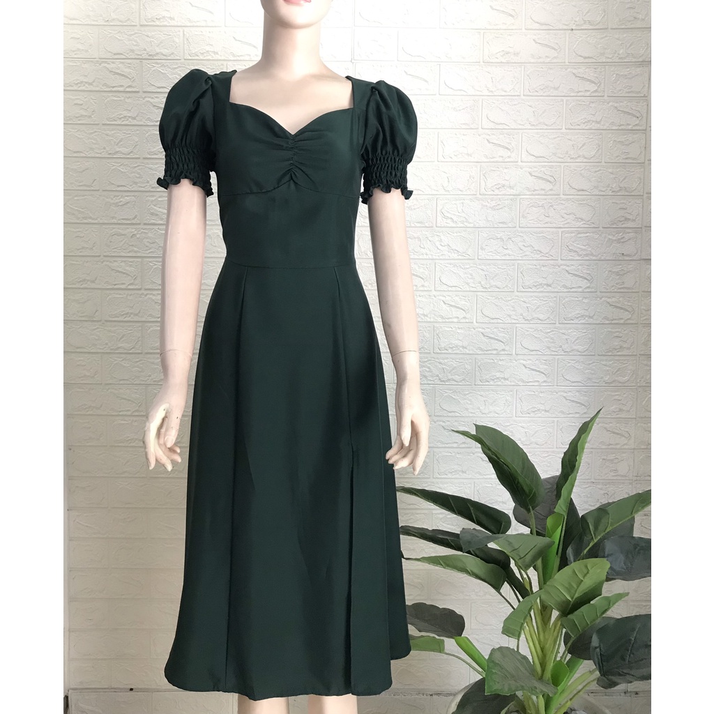 Đầm Maxi Đi Biển ❤️FREESHIP❤️ Dáng Dài Xẻ Tà Tay Ngắn Bo Thun Nhún Ngực