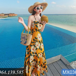 váy 2 dây đan lưng sexy đi biển xinh xắn