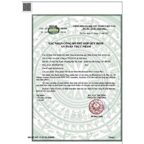 Viên Uống Bổ Mắt Blackmores Macu-Vision Của Úc 125 Viên