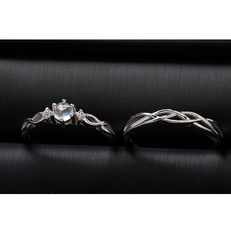 Nhẫn Đeo Tay Bạc 925 Đính Đá Mặt Trăng Thời Trang Cho Cặp Đôi