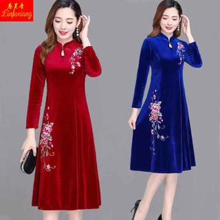 Đầm Sườn Xám Cách Tân Dài Tay Thanh Lịch Cho Phụ Nữ Trung Niên Ly520.Vn
