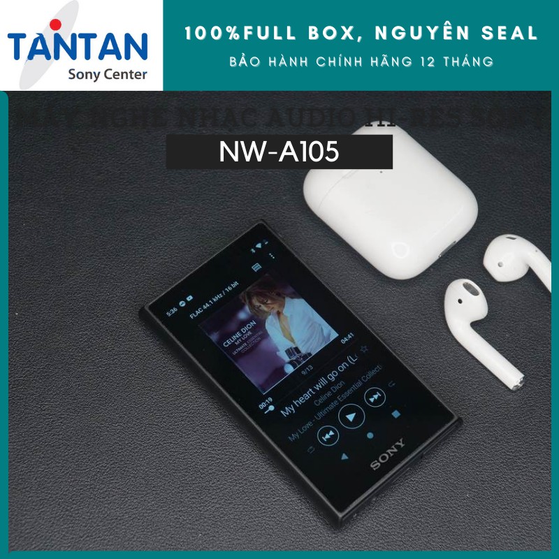 Máy Nghe Nhạc MP3 WALKMAN Sony NW-A105 | Android 9.0 -16GB, khe thẻ nhớ microSD - USB Type-C - Nhạc lossles