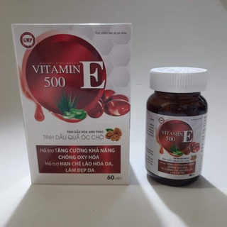 Viên uống sáng da VITAMIN E 500 -Tinh dầu hoa anh thảo ,óc chó - Giúp làm đẹp da, tăng cường nội tiết tố nữ hộp 60 viên