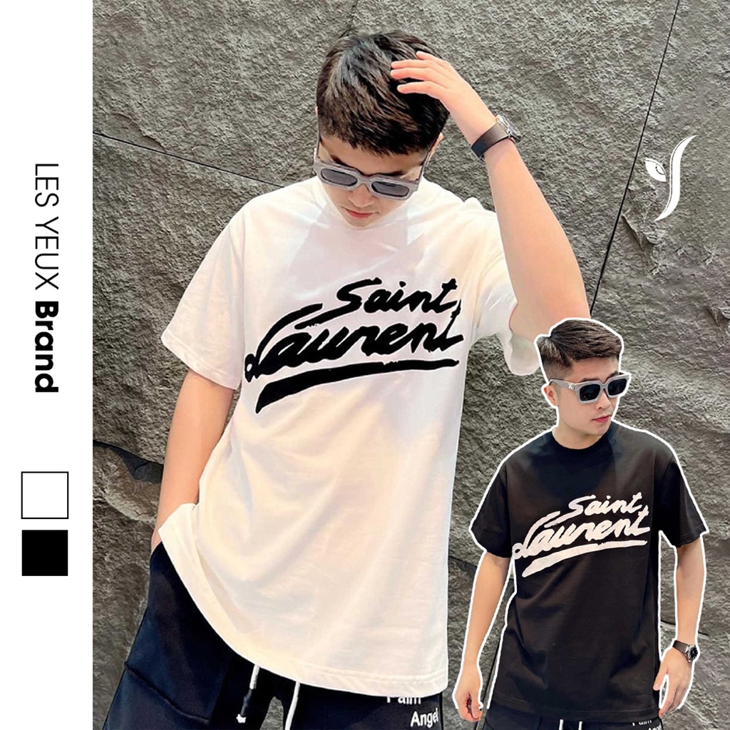 Áo phông nữ form rộng In chữ Saint Laurent, Áo thun nam tay lỡ unisex cao cấp Cotton 100% thấm hút mồ hôi 𝙇𝙚𝙨𝙮𝙚𝙪𝙭.𝘽𝙧𝙖𝙣𝙙