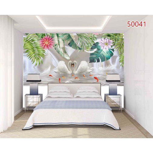 Tranh dán tường 3d mẫu cây nhiệt đới trang trí nhà hoặc cửa hàng