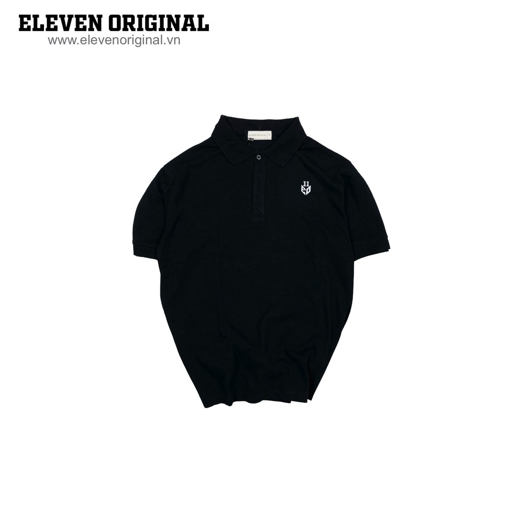 Áo thun Polo Nam Cao cấp Eleven Original - Black Simple, Form Slim fit Màu ĐEN