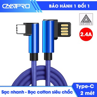Dây sạc nhanh Type C 2.4A dài 2 mét Khai Duy CD004T