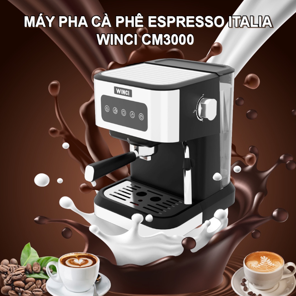 Máy pha cafe tự động Espresso Winci CM3000, Thời gian pha dưới 1 phút, chức năng đánh sữa tạo kem, Bảo hành 12 tháng