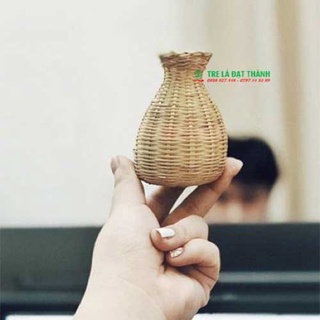 Bình hoa decor đan mây tre chụp hình, decor