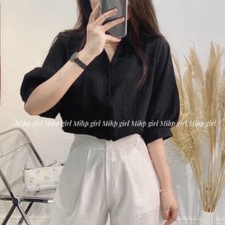 Áo sơ mi cổ V phối nút sau lưng