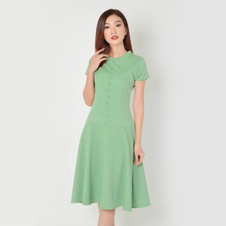 Đầm Xòe Công Sở Thời Trang Eden Phối Nút - D330