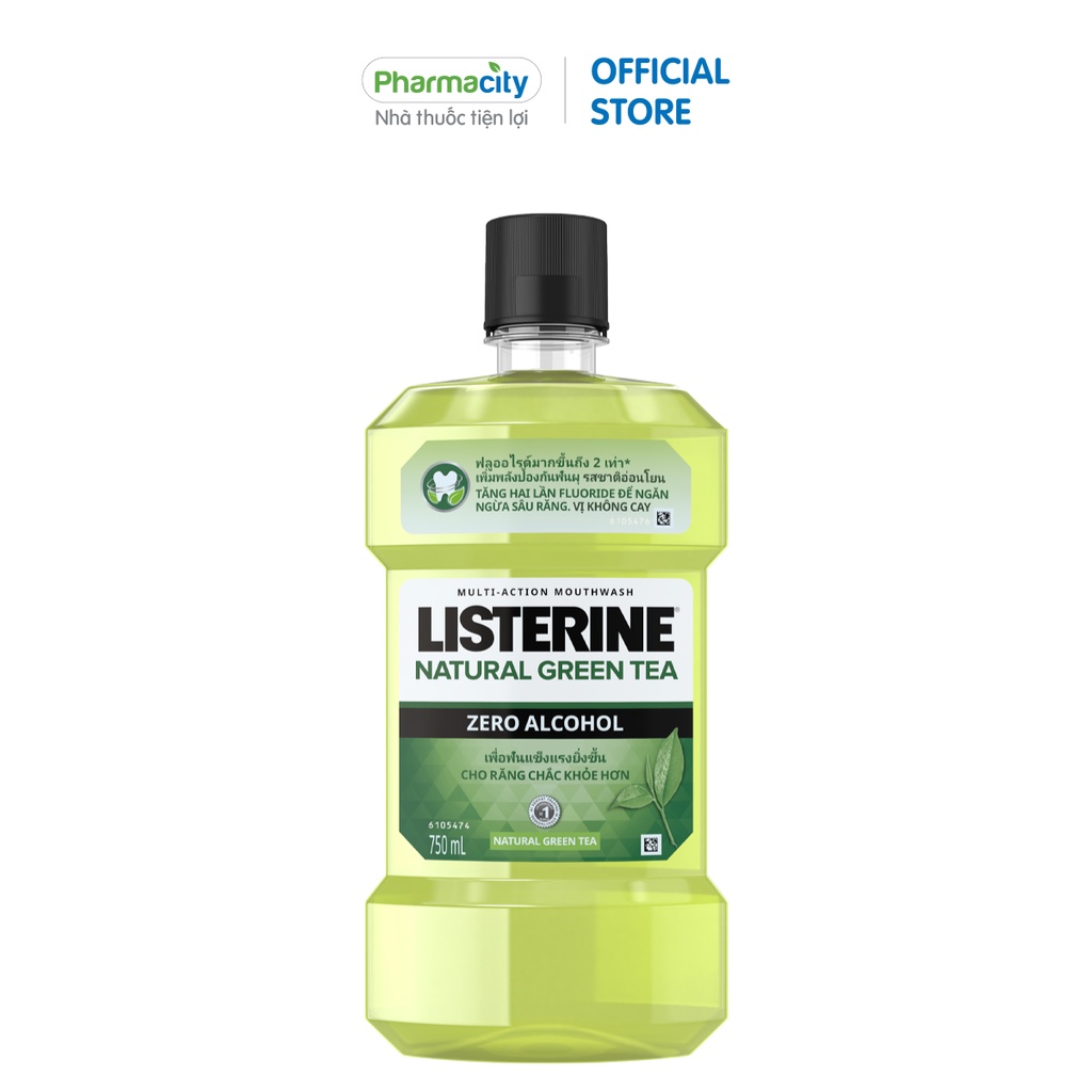 Nước súc miệng Listerine ngừa sâu răng hương trà xanh Mouthwash Natural Green Tea (750ml)