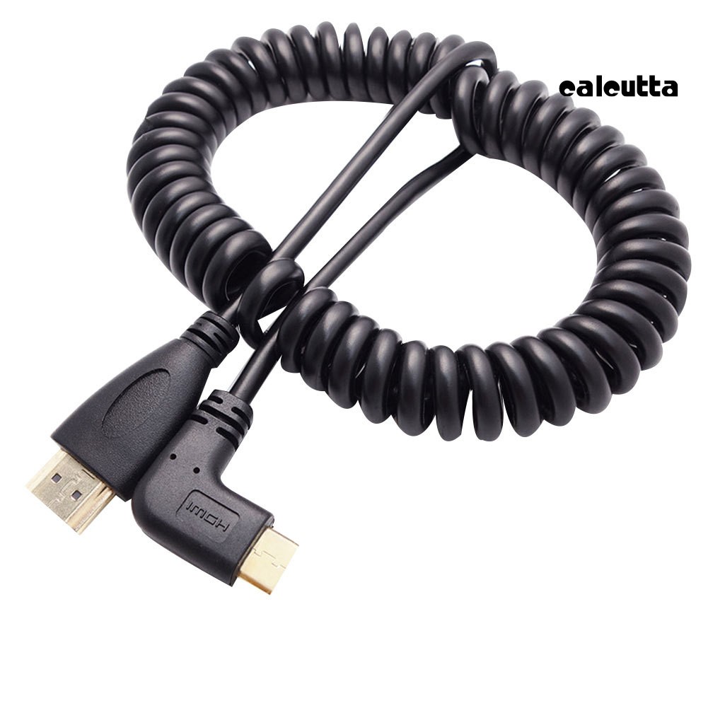 Dây Cáp Lò Xo Nối Góc 90 Độ Chuyển Đổi Mini HDMI Sang HDMI Cho Máy Tính SLR PC