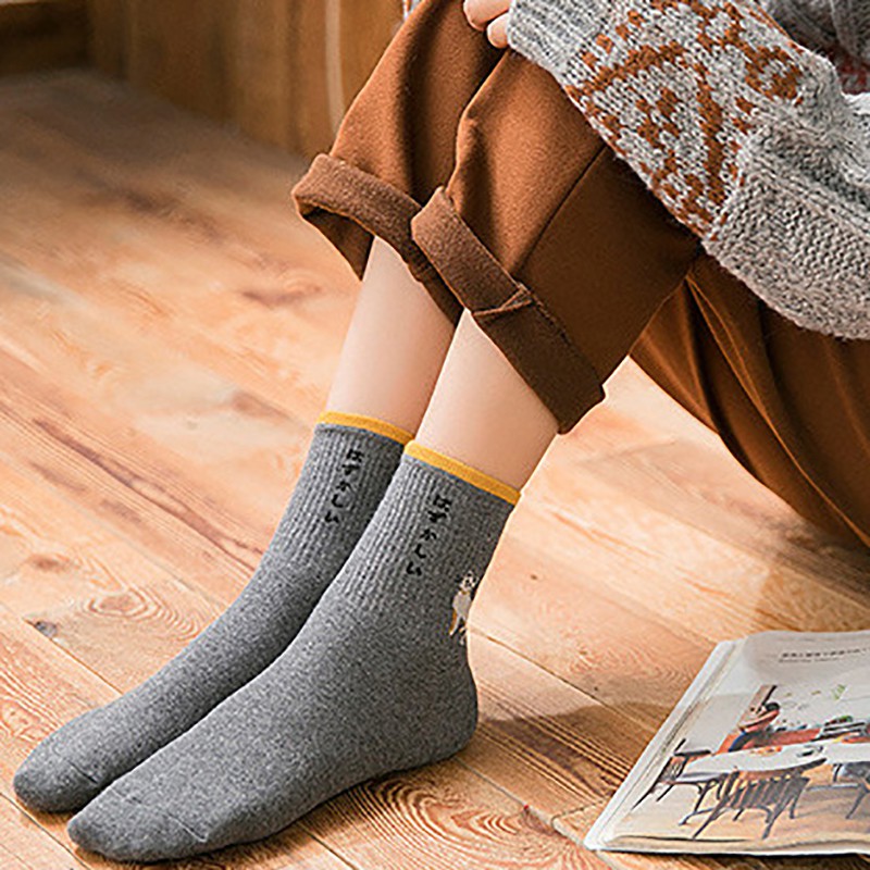 Vớ cổ cao họa tiết hoạt hình cho nữ bằng vải cotton