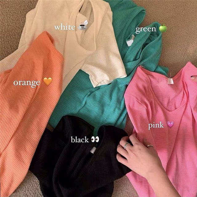 Áo Croptop Cổ Chữ V basic Bó Sát Ngắn Tay