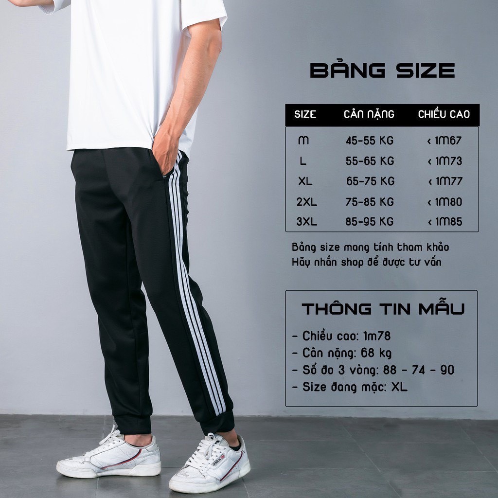 Quần Thể Thao Nỉ 3 Sọc unisex Form Chuẩn, Chất Dày Đẹp | BigBuy360 - bigbuy360.vn