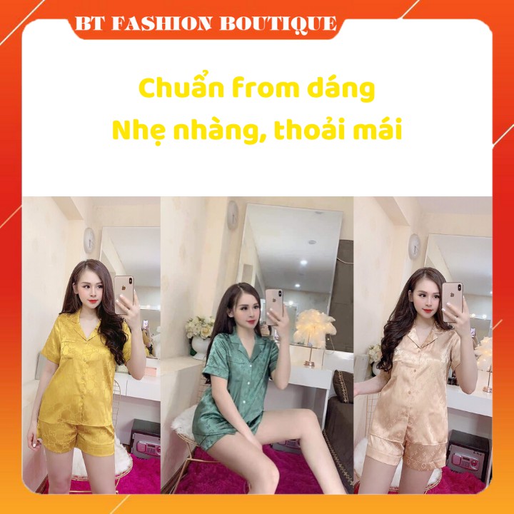 Bộ Lụạ Gấm HNT PYJAMS tay cộc, quần đùi, chất cao cấp mịn đẹp | BigBuy360 - bigbuy360.vn