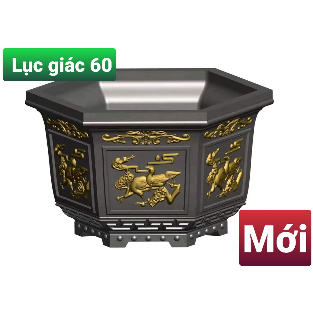 Khuôn đúc chậu cảnh lục giác 60 chữ Phúc- Lộc - Thọ- phối hoa nhựa ABS siêu bền ( chưa có độn )