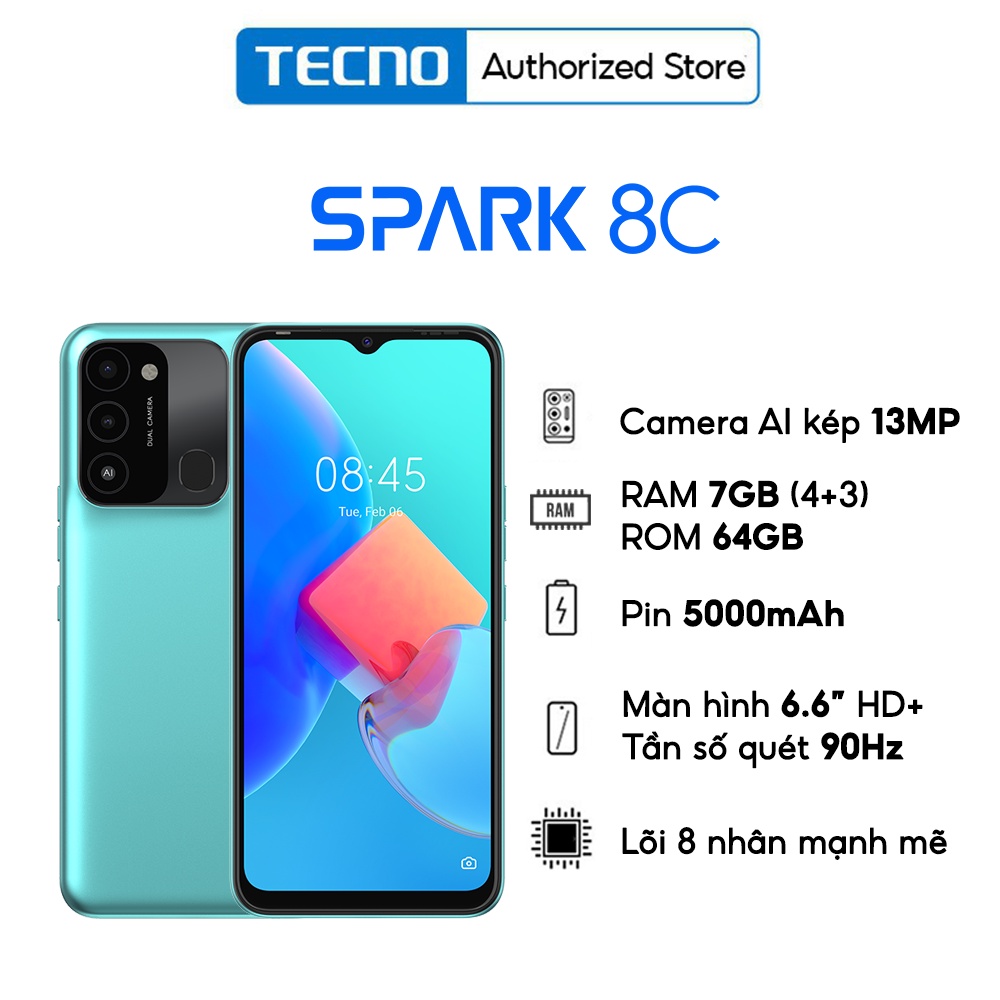 Điện thoại TECNO Spark 8C (4GB/64GB) - Hàng chính hãng