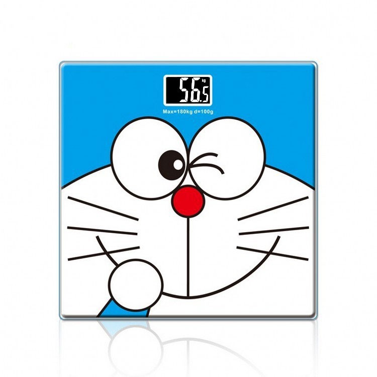 Cân điện tử đo cân nặng cơ thể vỏ hình mèo Hello Kitty/Doraemon