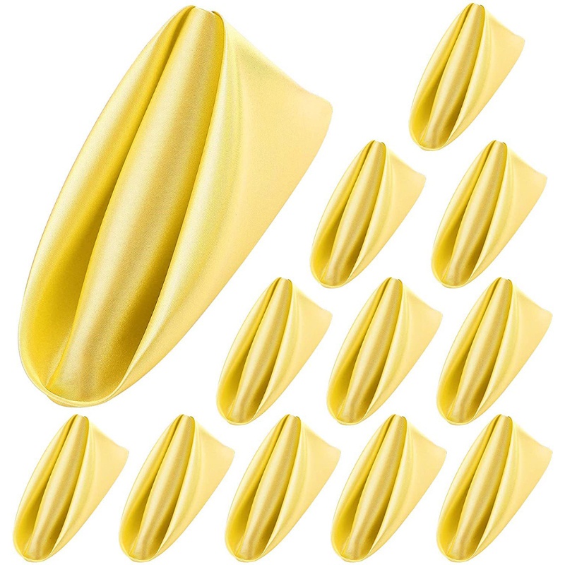 Set 12 Khăn Ăn Hình Vuông 50cm Bằng Vải Satin Trang Trí Bàn Tiệc Cưới / Sinh Nhật