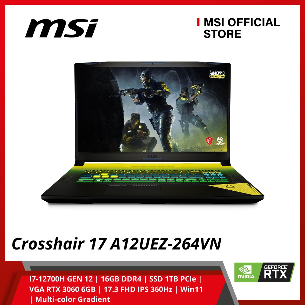 Laptop MSI Gaming Crosshair 17 A12UEZ 264VN (I7-12700H GEN 12/6GB DDR4/SSD 1TB PCle/VGA RTX 3060 6GB/17.3 FHD W11