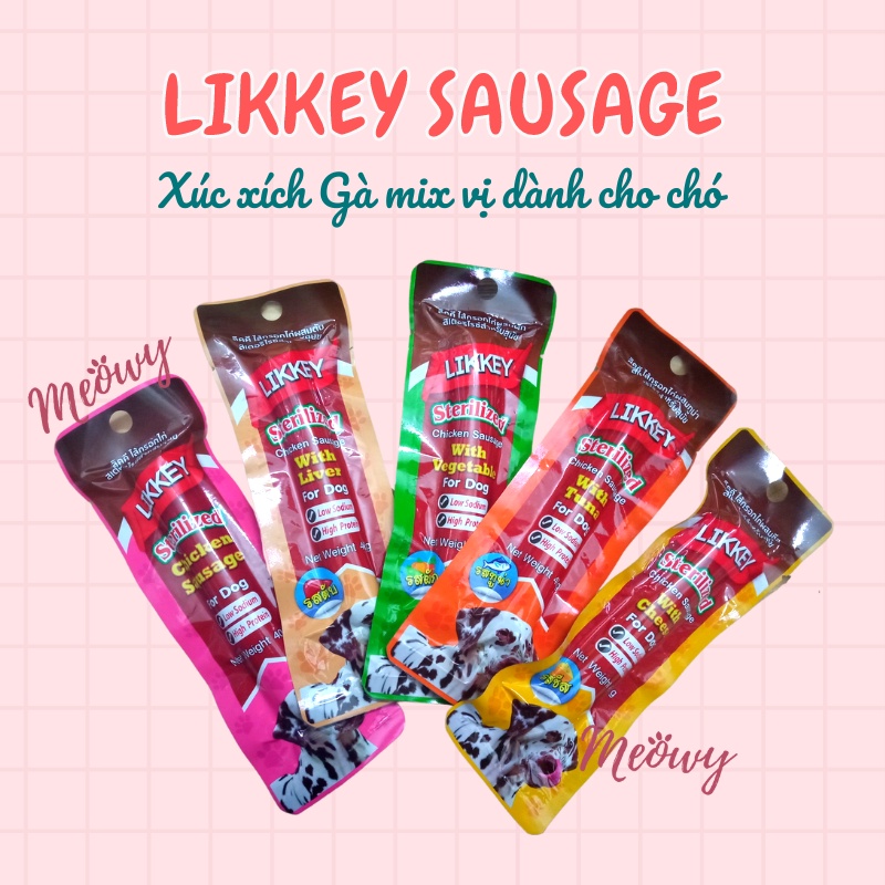 [45g] Xúc xích Pet8 LIKKEY thanh 45g cho chó con từ 3 tháng tuổi