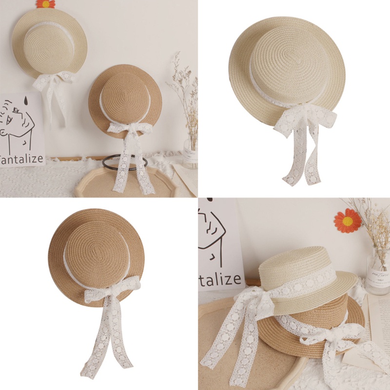 Brroa Nón Cối Rộng Vành Phối Ruy Băng Ren Chống Nắng Thời Trang Đi Biển Mùa Hè Cho Bé