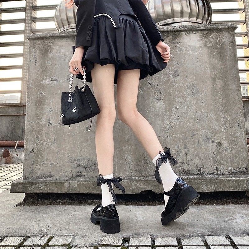 Tất nữ cổ cao đính nơ to ulzzang Tất vớ nữ cổ cao đáng yêu nơ lớn