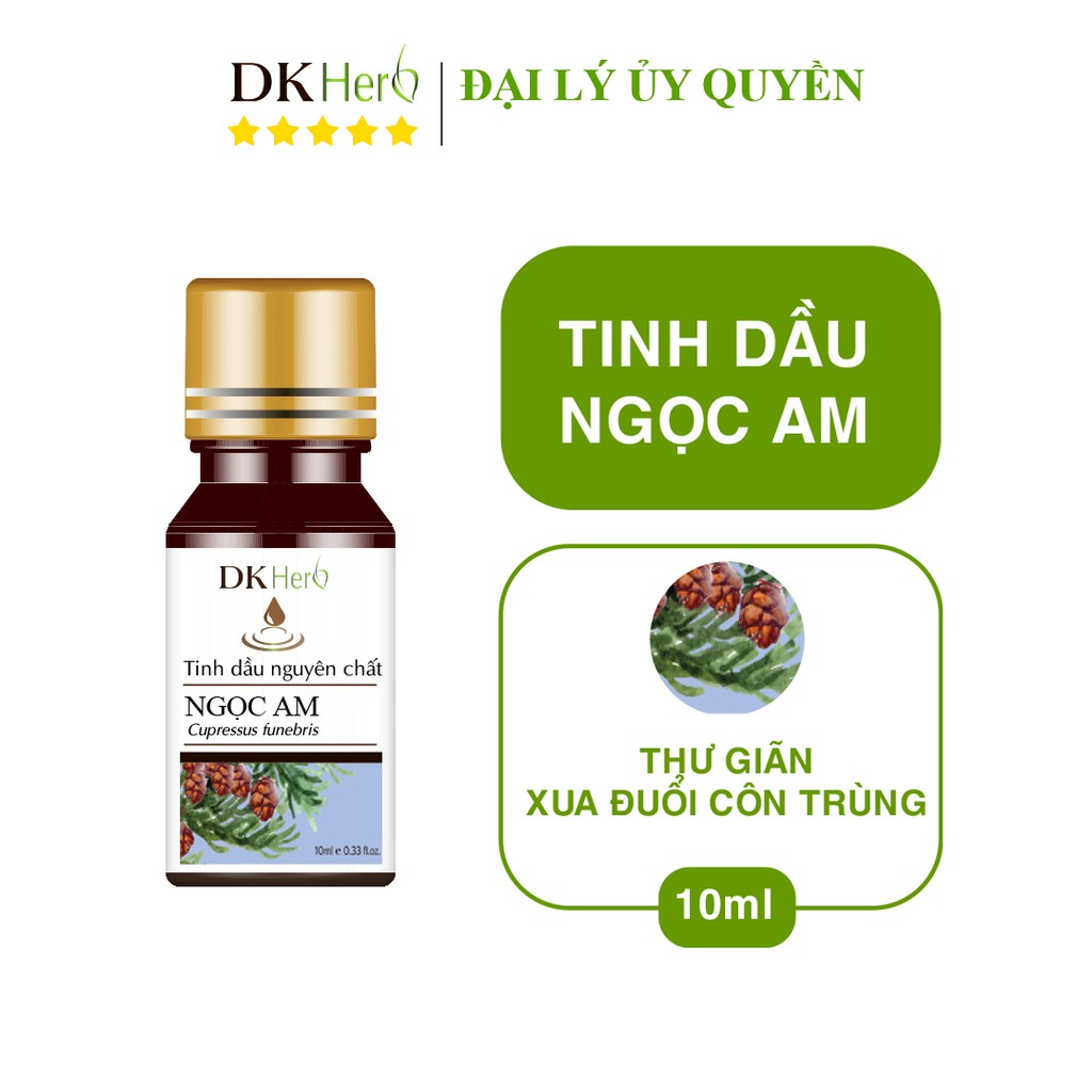 Tinh dầu Ngọc Am nguyên chất tự nhiên an toàn nhiều công dụng Dk Herb lọ 10ml