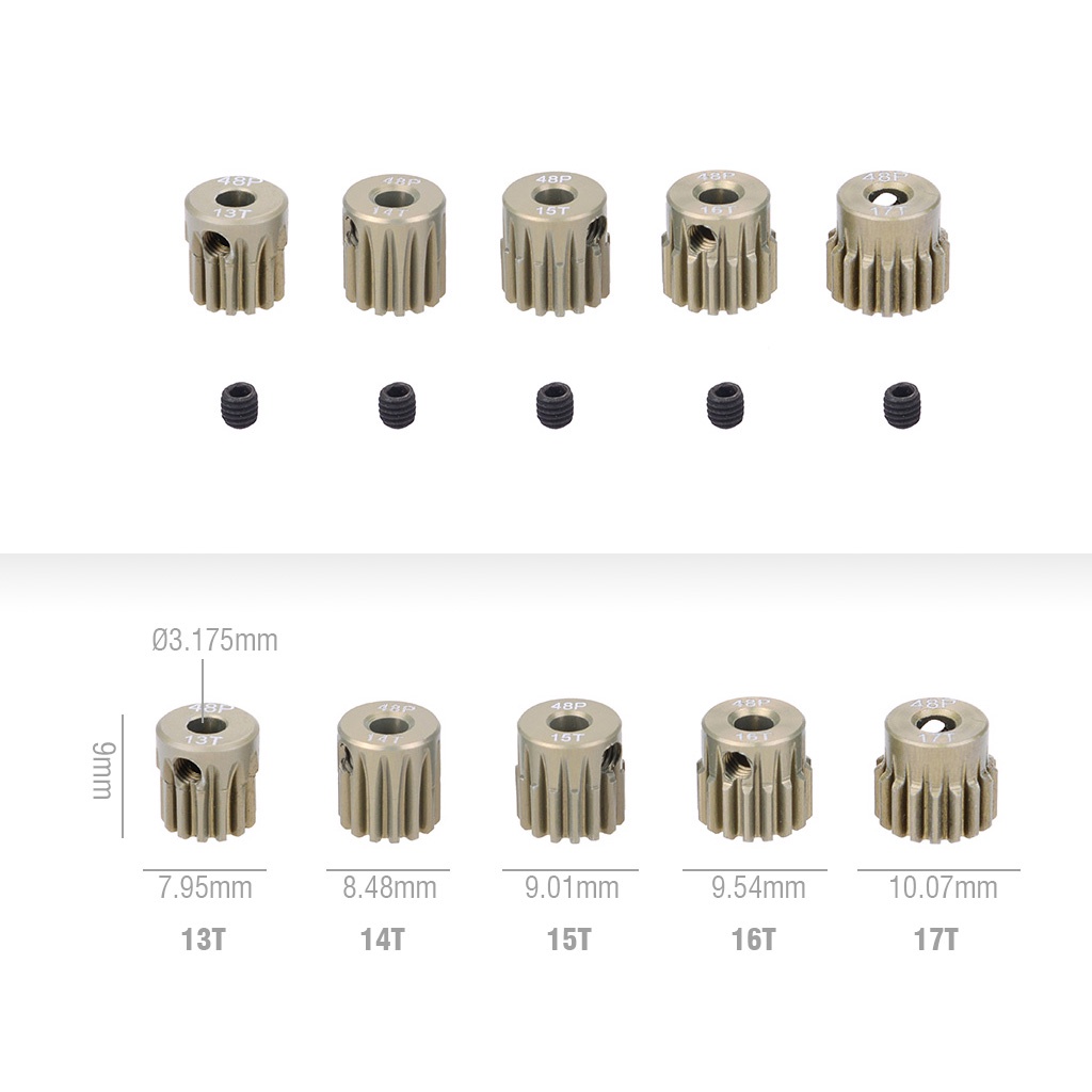 Bộ 2 Bánh Răng Động Cơ Pin 48DP 3.175mm 13T-15T 16T-18T 19T-21T 22T-24T 25T-27T 28T-30T 31T-33T 34T-36T 37T-39T 40T-42T 43T-48T