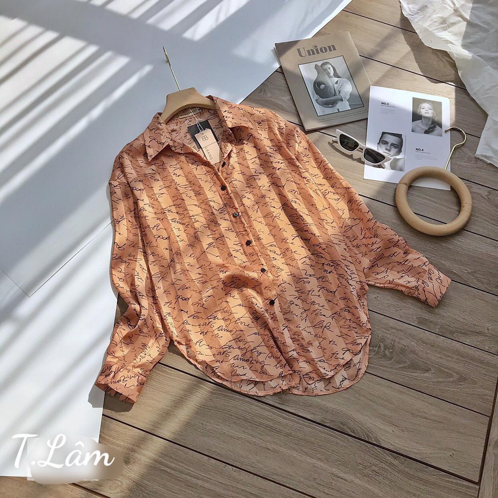 Áo sơmi tằm ý in chữ_CHIBEST_AD039