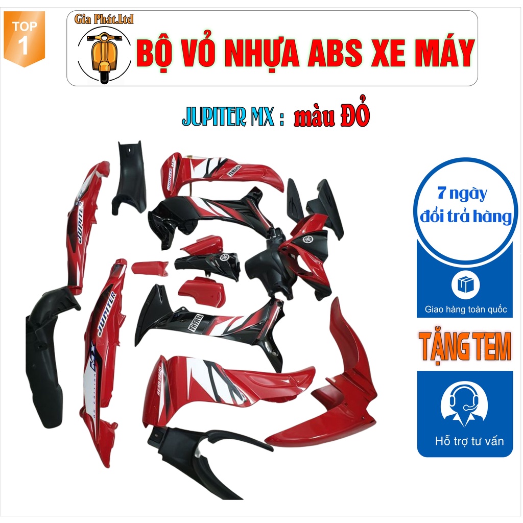 Bộ dàn áo xe Jupiter MX MẮT CÁO , nhựa ABS nguyên sinh cao cấp màu ĐỎ _ SPP-551