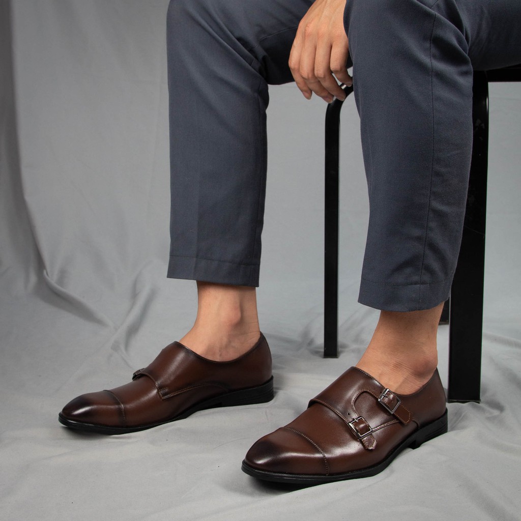 Giày Double Monk Strap - Giày Tây Công Sở Cao Cấp - Giày Da Bò Thật Nhập Khẩu - Kiểu Dáng Lịch Lãm - Bảo Hành 12 tháng