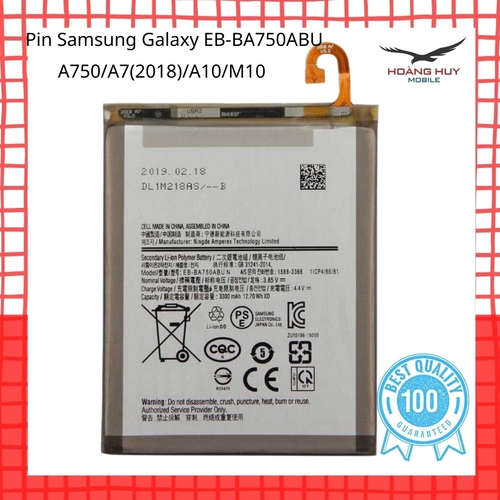 Pin Samsung Galaxy A10 / M10 / A750 / A7 / EB-BA750ABU Dung Lượng 3300mAh Hàng Zin Nhập Khẩu Bảo Hành 6 Tháng