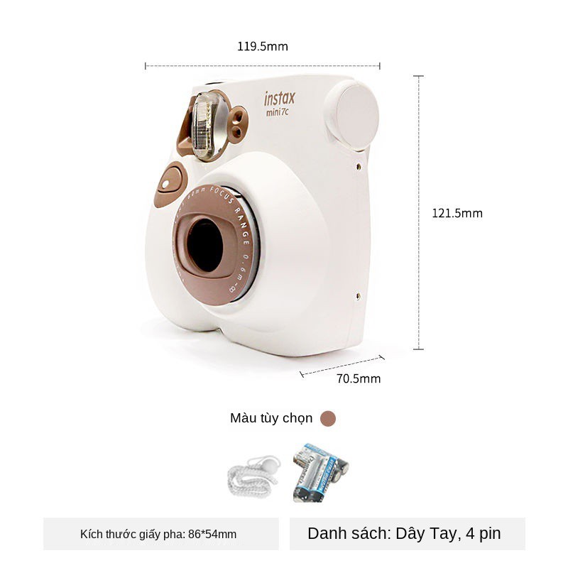 Máy ảnh chụp một lần Fuji mini7C Gói giấy Polaroid mini 7c tức thì in màu cà phê sữa