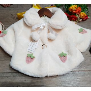 Áo choàng lông dâu tây cho bé gái 9-16kg