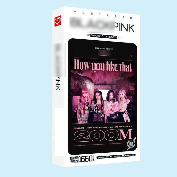 Hộp ảnh Postcard Blackpink How you like that màu ĐEN HỒNG 200M hộp ảnh bộ ảnh có ảnh dán sticker lomo bưu thiếp