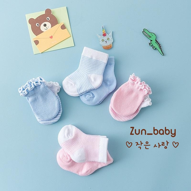 Set Bao Tay Bao Chân Cho Bé ( 0 - 2 tháng ) Chất Len Dày Dặn Siêu Mềm Không Gây Kích Ứng Da - Zunbaby - PK002